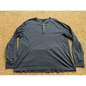 Banana Republic Luxe Touch Performance Henley Shirt Mens XL Blue Long Sleeve